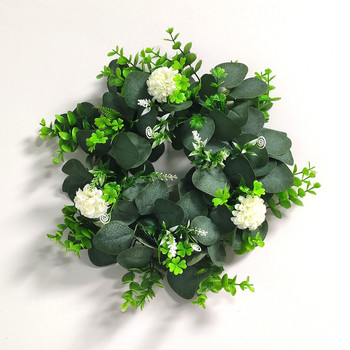 Изкуствени рози и малки цветя от маргаритки венец зелени листа евкалипт гирлянда за декорация на дома декорация на врати