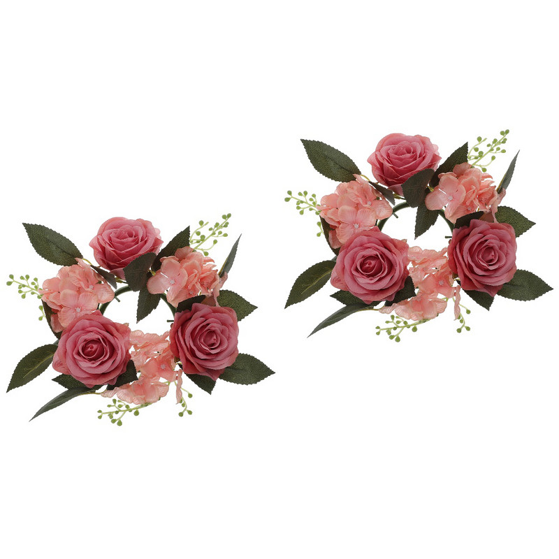 Küünlasõrmused Sõrmus pärg Lilleline advendirohelus Dekoratiivne minisambad Lehed Kunstlilled Sügis Eukalüpti Pukspuu