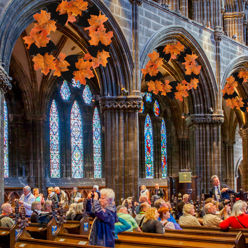 25cm Διακόσμηση πόρτας αποκριάτικο στεφάνι Τεχνητή νυχτερίδα σφενδάμου Γιρλάντα Κρεμαστό στολίδι πόρτας αποκριάτικου παραθύρου Διακόσμηση σπιτιού