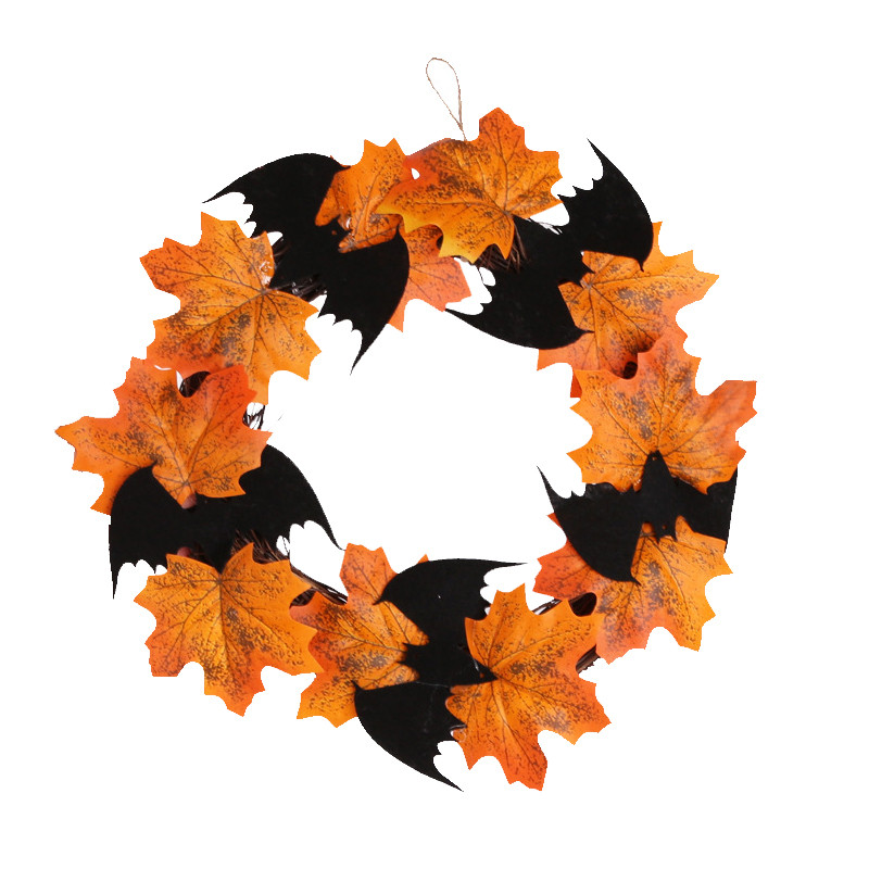 25cm Διακόσμηση πόρτας αποκριάτικο στεφάνι Τεχνητή νυχτερίδα σφενδάμου Γιρλάντα Κρεμαστό στολίδι πόρτας αποκριάτικου παραθύρου Διακόσμηση σπιτιού