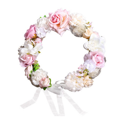 Vjenčanje Umjetno cvijeće Nakit za kosu Prekrasan vijenac Traka za glavu Pleteni vijenac Simulacija umjetne ruže Vjenčano pokrivalo