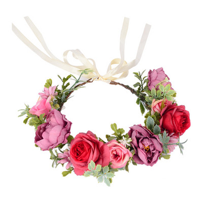 Vjenčanje Umjetno cvijeće Nakit za kosu Prekrasan vijenac Traka za glavu Pleteni vijenac Simulacija umjetne ruže Vjenčano pokrivalo