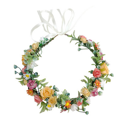 Vjenčanje Umjetno cvijeće Nakit za kosu Prekrasan vijenac Traka za glavu Pleteni vijenac Simulacija umjetne ruže Vjenčano pokrivalo