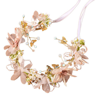 Vjenčanje Umjetno cvijeće Nakit za kosu Prekrasan vijenac Traka za glavu Pleteni vijenac Simulacija umjetne ruže Vjenčano pokrivalo