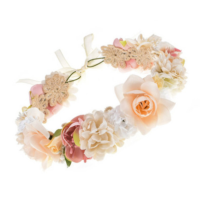 Vjenčanje Umjetno cvijeće Nakit za kosu Prekrasan vijenac Traka za glavu Pleteni vijenac Simulacija umjetne ruže Vjenčano pokrivalo