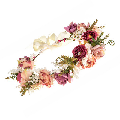 Vjenčanje Umjetno cvijeće Nakit za kosu Prekrasan vijenac Traka za glavu Pleteni vijenac Simulacija umjetne ruže Vjenčano pokrivalo