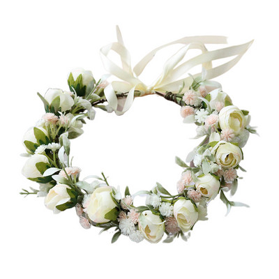 Vjenčanje Umjetno cvijeće Nakit za kosu Prekrasan vijenac Traka za glavu Pleteni vijenac Simulacija umjetne ruže Vjenčano pokrivalo