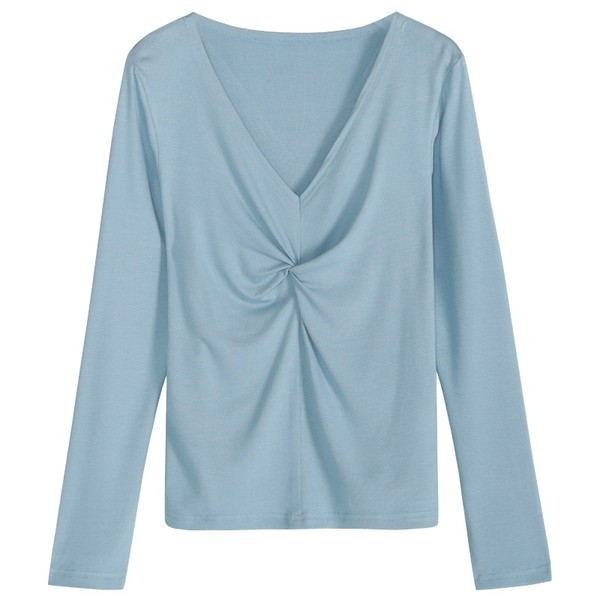 Bluza de dama de zi cu zi cu decolteu ascutit - mai multe culori