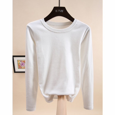 Ühevärviline pikkade varrukatega ümarkaelusega pluus naistele