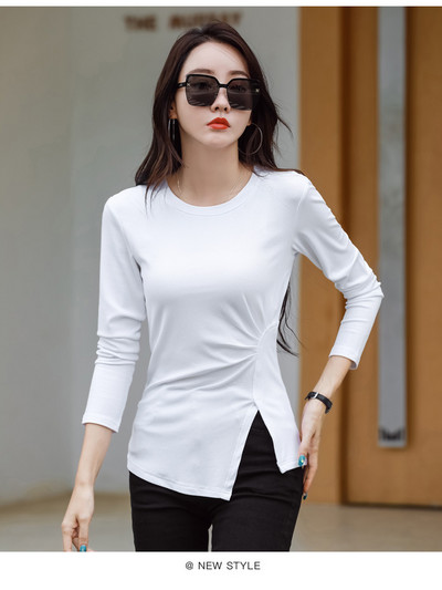 Bluză de damă modernă cu mâneci lungi și cu fantă laterală