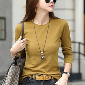 Stiilne ümara kaelusega pikkade varrukatega pluus naistele