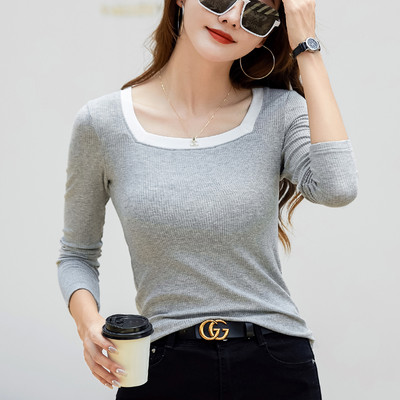 Bluză casual de damă cu decolteu pătrat - mai multe culori