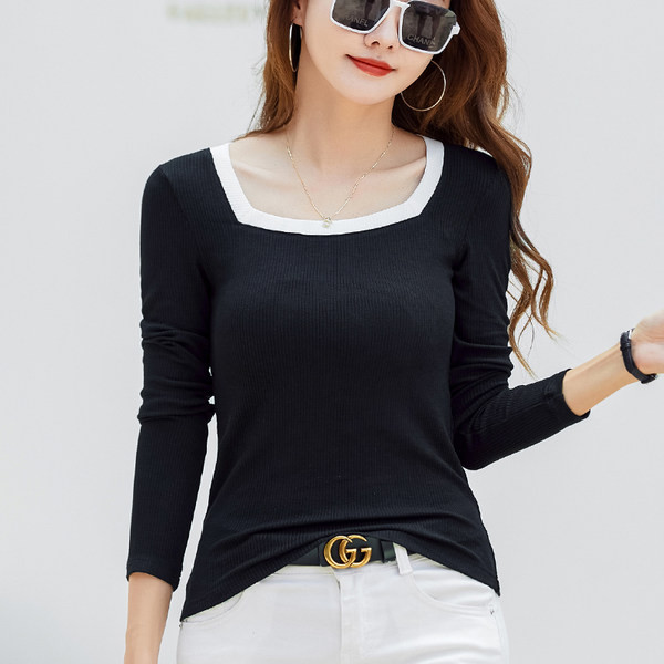 Bluză casual de damă cu decolteu pătrat - mai multe culori