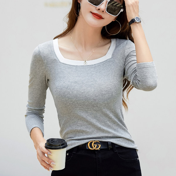 Bluză casual de damă cu decolteu pătrat - mai multe culori