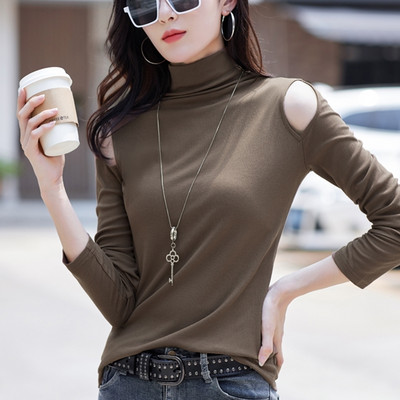 Bluză de damă cu guler polo și mâneci deschise