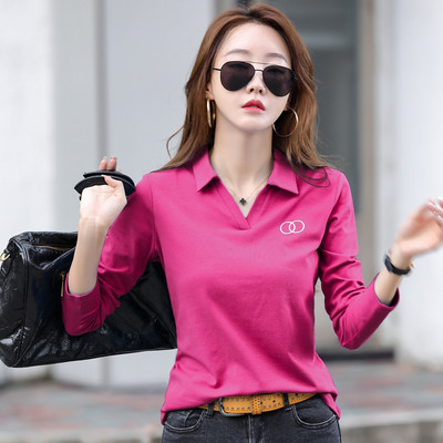 Bluză de damă cu mâneci lungi, decolteu în V și broderie