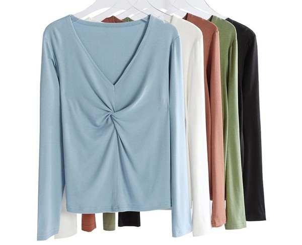 Ženska bluza s dugim rukavima i V izrezom