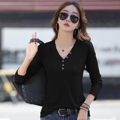 Bluza de dama de zi cu zi cu decolteu ascutit - mai multe culori