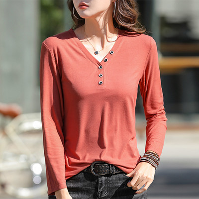 Bluza de dama de zi cu zi cu decolteu ascutit - mai multe culori