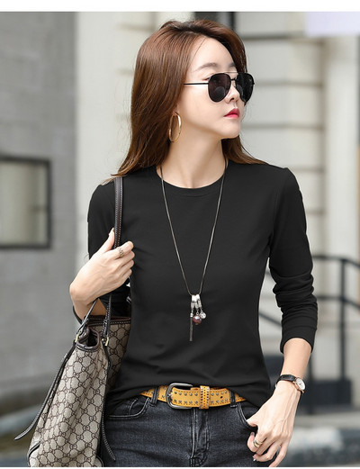 Casual μονόχρωμη μακρυμάνικη μπλούζα για γυναίκες