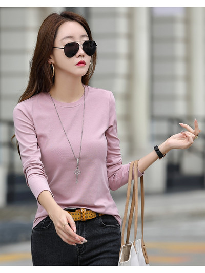 Casual μονόχρωμη μακρυμάνικη μπλούζα για γυναίκες