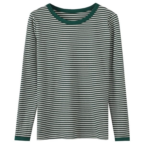 Naiste triibuline ovaalse kaelusega pluus