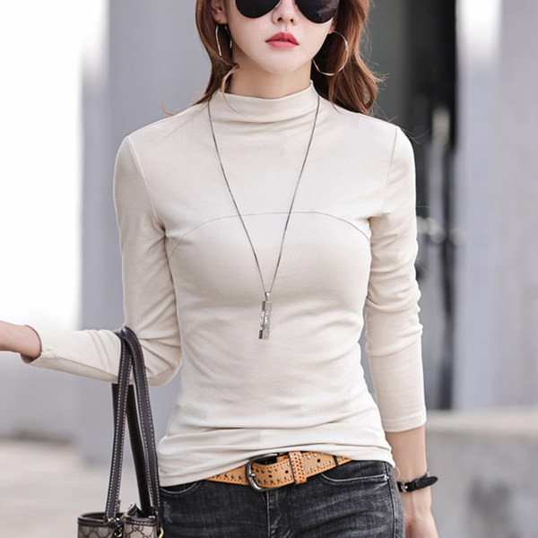 Vienkrāsains polo apkakles blūze sievietēm ar garām piedurknēm