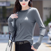 Brīva raksta sieviešu blūze ar garām piedurknēm