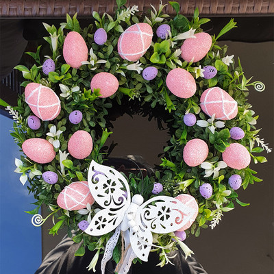 Velykų papuošimas 2022 m. vainiko durų dekoras Triušio kiaušinis Sezoninis pavasarinis girlianda Ornament Prop Namų dekoravimo akcentai Kabantys