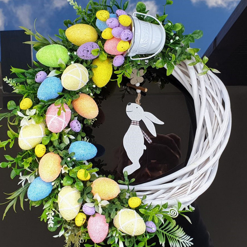 Velykų papuošimas 2022 m. vainiko durų dekoras Triušio kiaušinis Sezoninis pavasarinis girlianda Ornament Prop Namų dekoravimo akcentai Kabantys
