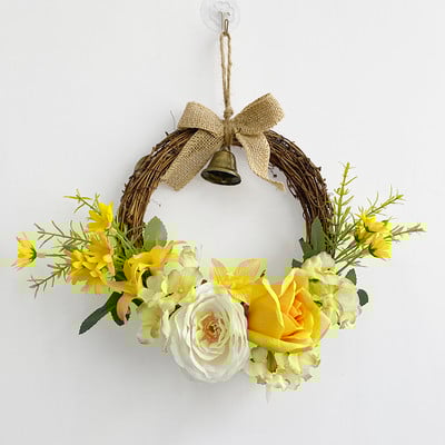 Rootangist kunstlillepärg uksele riputamiseks võltsroosi lilletaime pulmaripats vaniku seinakaunistus 20cm