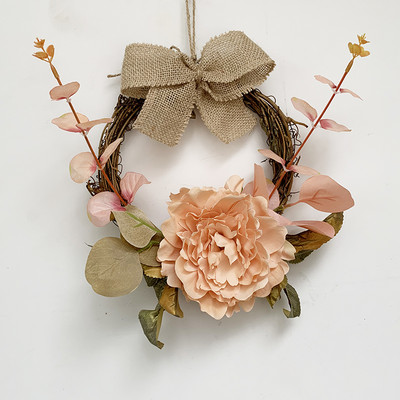 Rootangist kunstlillepärg uksele riputamiseks võltsroosi lilletaime pulmaripats vaniku seinakaunistus 20cm