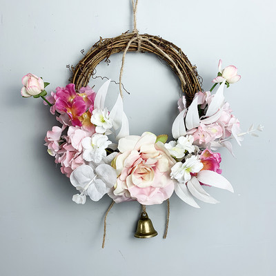 Rootangist kunstlillepärg uksele riputamiseks võltsroosi lilletaime pulmaripats vaniku seinakaunistus 20cm