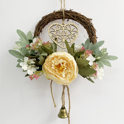 Rootangist kunstlillepärg uksele riputamiseks võltsroosi lilletaime pulmaripats vaniku seinakaunistus 20cm