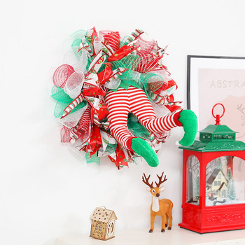 Creative Elf Legs Wreath Funny Thief Leg Climbing Out of Door Κρεμαστή γιρλάντα Χριστουγεννιάτικη Κρεμαστό Διακοσμητικό Παράθυρο Στολίδια τοίχου