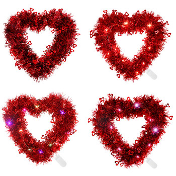 30 см червен любовен венец със сърце Честит Свети Валентин Гирлянди за врати Декорация на стена Mr&Mrs Love Сватбен декор за Weedings Венец за стая