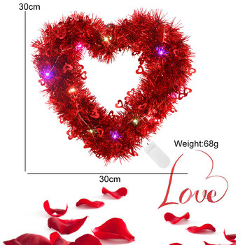 30cm Κόκκινο στεφάνι αγάπης καρδιάς Happy Valentine Garlands Πόρτας Διακόσμηση τοίχου Mr&Mrs Love Wedding Decor For Weedings Στεφάνι δωματίου