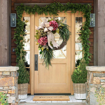 Венец от изкуствени цветя Гирлянда Предна врата Декорация за окачване на стена Външни сватбени орнаменти Прозорец Коледна градина E5w8