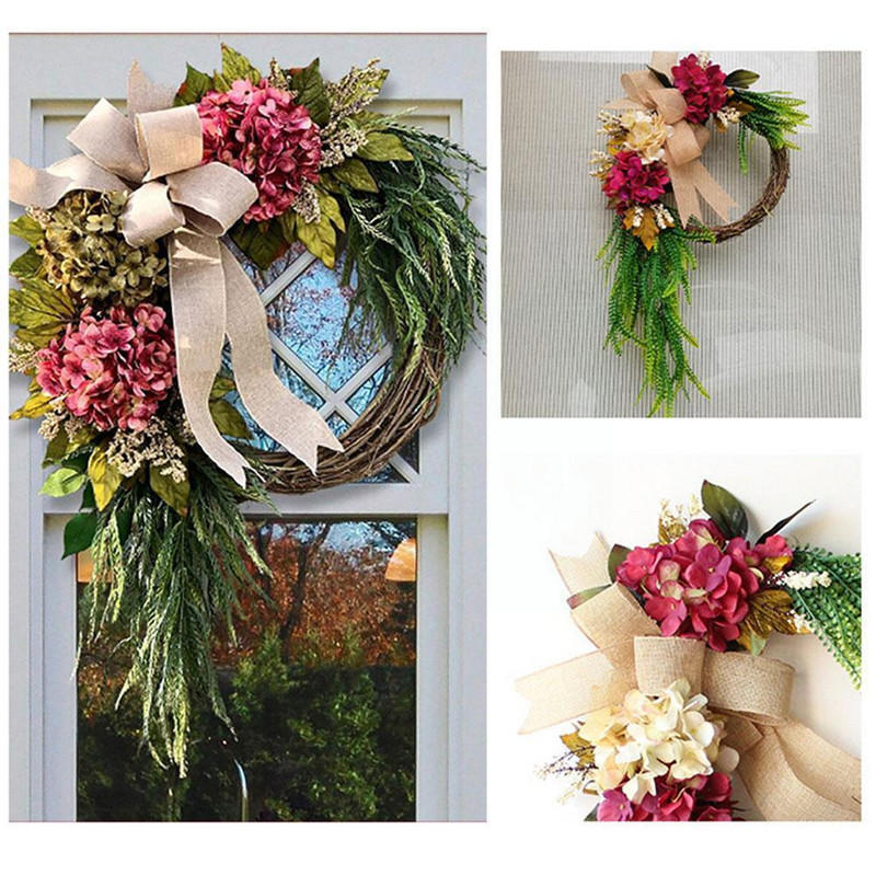 Mākslīgo ziedu vainags vītnes priekšējo durvju sienas rotājumi āra kāzu rotājumi logu Ziemassvētku dārzs E5w8