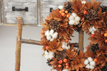 Harvest Decor Αγροικία Στεφάνι Φύση Λουλούδια Βαμβακερό ξύλο Ρουστίκ Φθινοπωρινή διακόσμηση Κρεμαστό στεφάνι μπροστινής πόρτας Στεφάνι Ευχαριστιών
