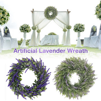 2020 Νέο στεφάνι λεβάντας με τεχνητά πράσινα φύλλα μενταγιόν λουλουδιών κρεμαστά στολίδια για διακόσμηση γαμήλιου πάρτι στην μπροστινή πόρτα