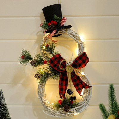 Χριστουγεννιάτικη διακόσμηση με φωτάκια Vine Circle Garland Χριστουγεννιάτικο Δέντρο Διακόσμηση σπιτιού Κρεμαστό παράθυρο στηρίγματα