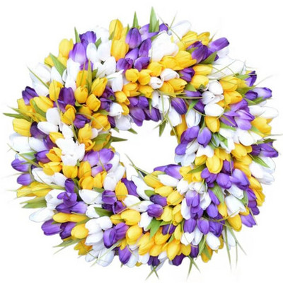 Τεχνητό στεφάνι τουλίπας Προσομοίωση Διακόσμηση Γάμου Κρεμαστό Γιρλάντα για Πασχαλινό Ανοιξιάτικο Πάρτι Διακόσμηση εξώπορτας