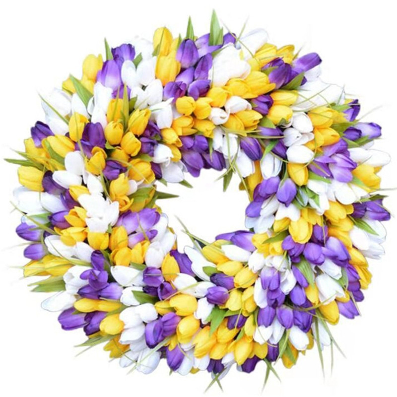 Τεχνητό στεφάνι τουλίπας Προσομοίωση Διακόσμηση Γάμου Κρεμαστό Γιρλάντα για Πασχαλινό Ανοιξιάτικο Πάρτι Διακόσμηση εξώπορτας