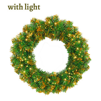 Изкуствен кръгъл венец Декоративни големи гирлянди с LED светлина Висящ декор за врата за дома Коледна врата Направи си сам 30 см