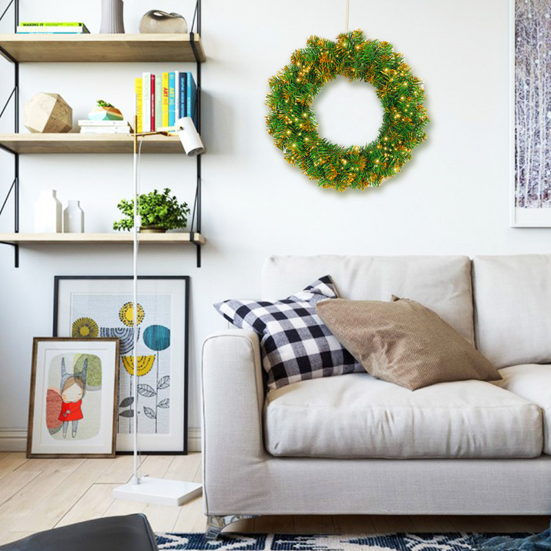 Τεχνητό Στρογγυλό Στεφάνι Διακοσμητικές Μεγάλες Γιρλάντες Με LED Light Κρεμαστό Διακόσμηση Πόρτας Για Χριστουγεννιάτικη Πόρτα Σπιτιού DIY 30cm