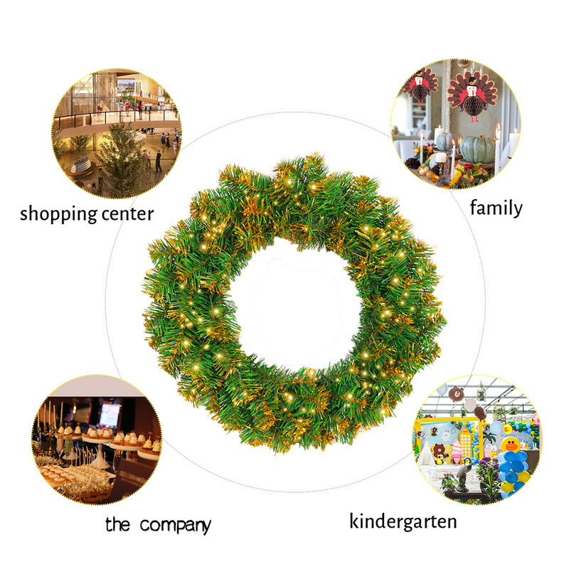 Τεχνητό Στρογγυλό Στεφάνι Διακοσμητικές Μεγάλες Γιρλάντες Με LED Light Κρεμαστό Διακόσμηση Πόρτας Για Χριστουγεννιάτικη Πόρτα Σπιτιού DIY 30cm