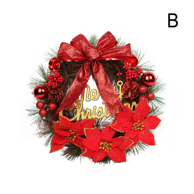 Χριστουγεννιάτικο στεφάνι τεχνητό φυτό Rattan Red Truck Round Berries Fall Front Simulation Door Hanging Garland Festive Decor R K4s4