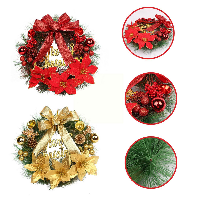 Χριστουγεννιάτικο στεφάνι τεχνητό φυτό Rattan Red Truck Round Berries Fall Front Simulation Door Hanging Garland Festive Decor R K4s4