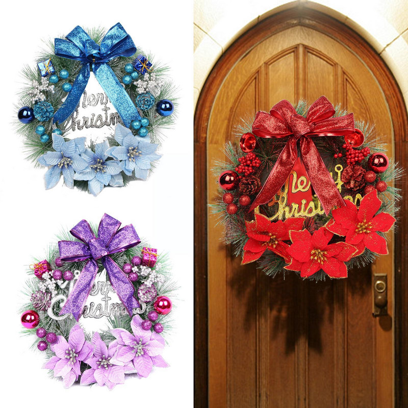 Χριστουγεννιάτικο στεφάνι τεχνητό φυτό Rattan Red Truck Round Berries Fall Front Simulation Door Hanging Garland Festive Decor R K4s4